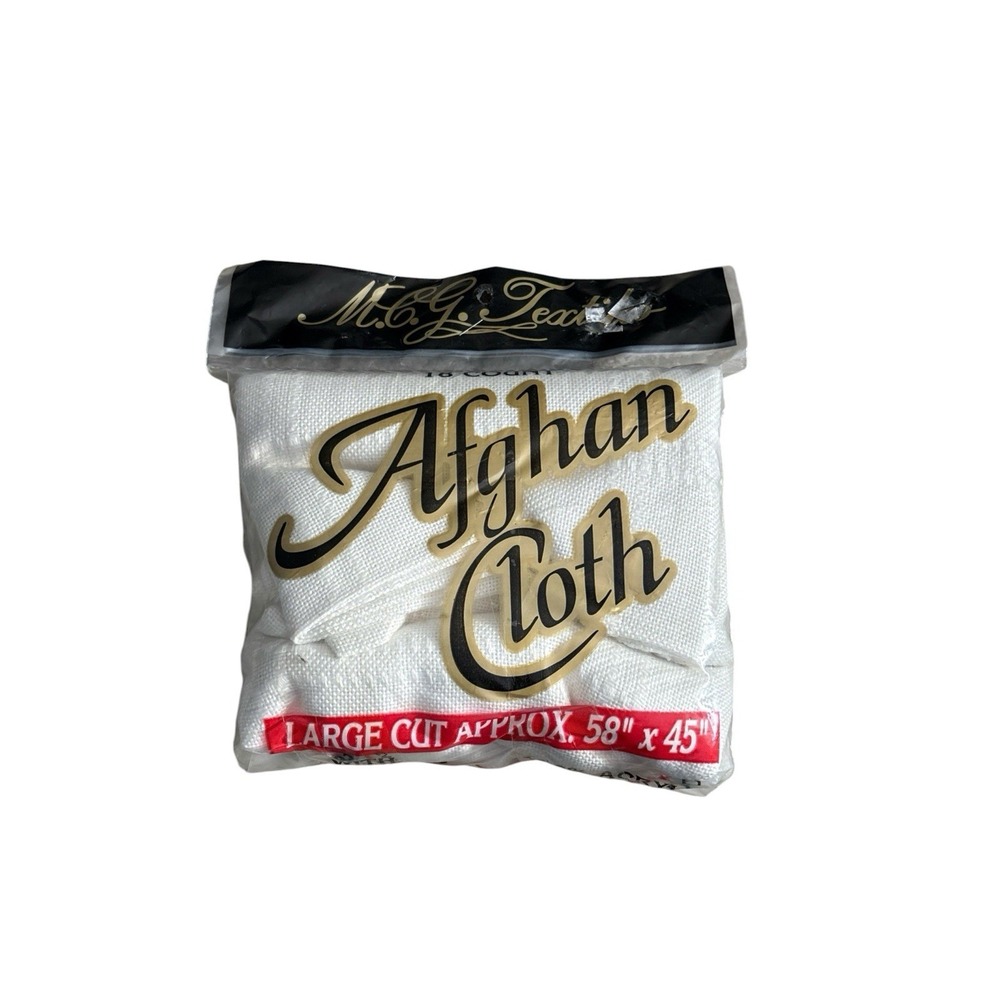 MCG TEXTILES Afghan Cloth 5" Squares Acrylic 18 ct Natural 58x45